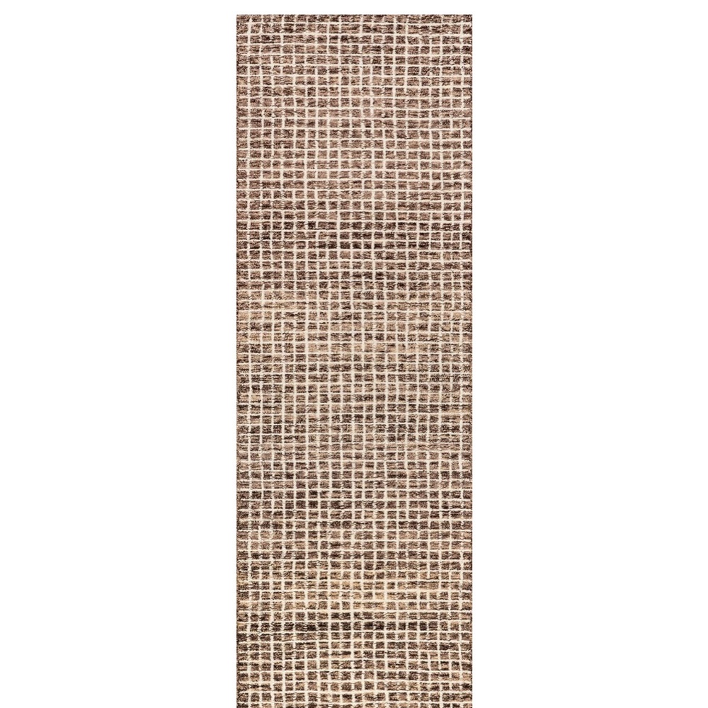 Brown Textured Runner Rug | Melrose Checked Runner
